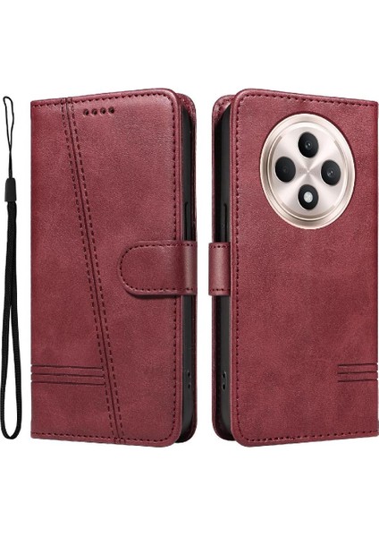 Oppo Reno 12F Için Kılıf Manyetik Kapatma Kart Yuvaları ve Destek Standı Darbeye Dayanıklı Pu Deri Kılıf (Yurt Dışından)