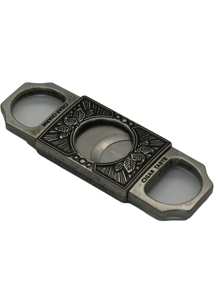 Qa Deri Kılıflı Işlemeli Karartılmış Antik Gümüş Dikdörtgen Puro Kesici