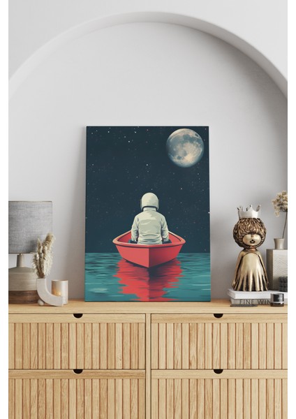 Astronot ve Tekne Kanvas Tablo