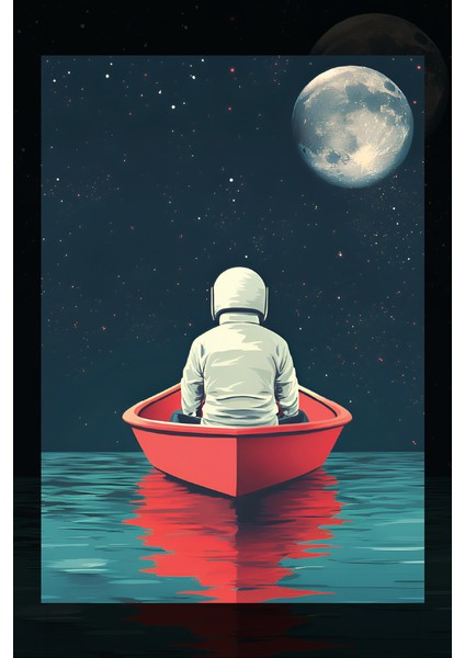 Astronot ve Tekne Kanvas Tablo