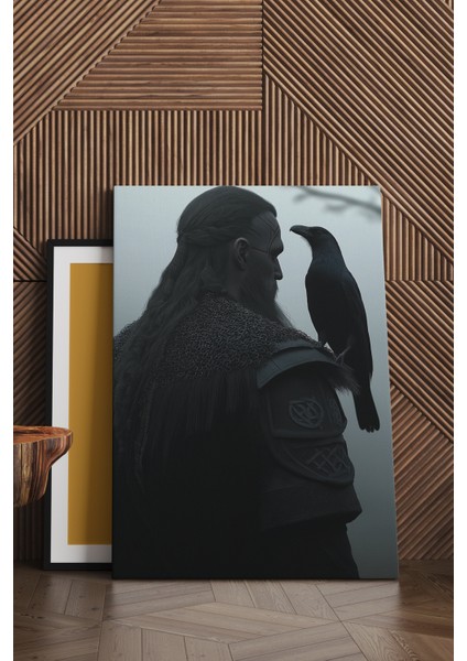 Viking ve Karga Kanvas Tablo