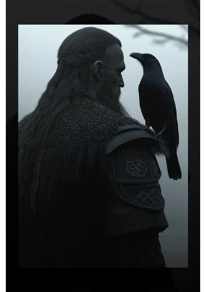Viking ve Karga Kanvas Tablo