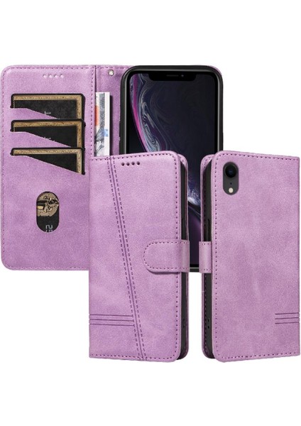 iPhone Xr Için Kılıf Manyetik Kapatma Kart Yuvaları ve Destek Standı Darbeye Dayanıklı Pu Deri Kılıf (Yurt Dışından)