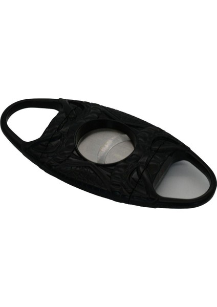 Qa Deri Kılıflı Işlemeli Mat Siyah Puro Kesici