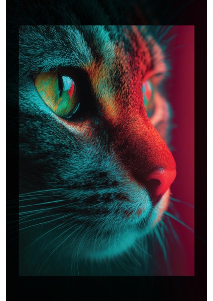 Neon Işığı ve Kedi Kanvas Tablo fiyatları