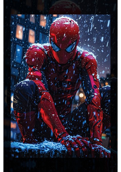 Kar Altında Spiderman Kanvas Tablo