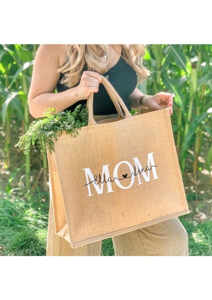 Nakışlı Kişiselleştirilmiş Jüt Çanta | Kişiye Özel Tasarım, Doğal Kumaş | Orta Boy fiyatları