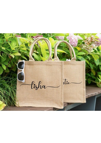 Nakışlı Kişiselleştirilmiş Jüt Çanta | Kişiye Özel Tasarım, Doğal Kumaş | Orta Boy modelleri