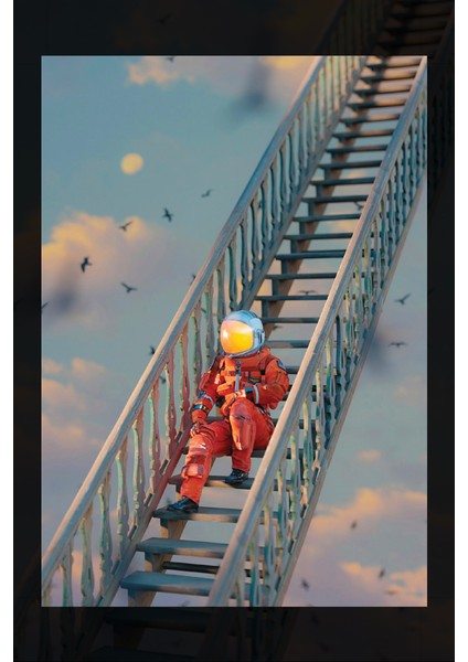 Merdivende Astronot Kanvas Tablo