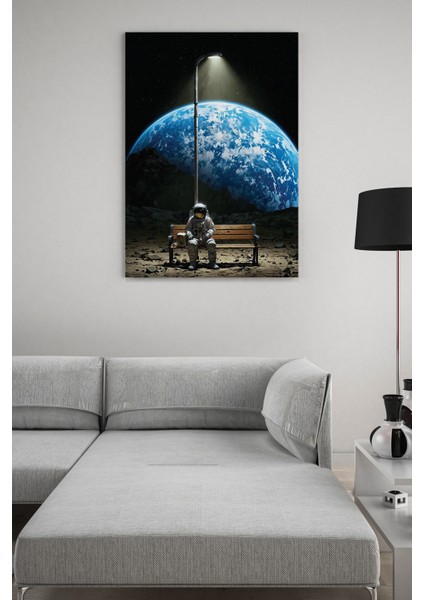 Uzayda Bank Astronot Kanvas Tablo