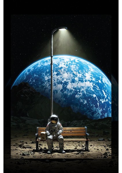 Uzayda Bank Astronot Kanvas Tablo