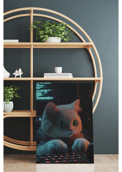 Hacker Kedi Kanvas Tablo
