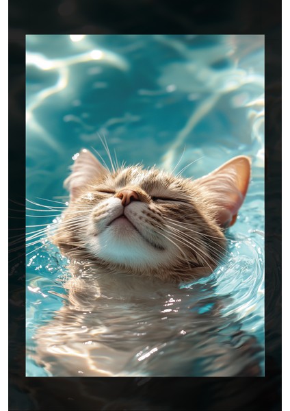 Yüzen Sevimli Kedi Kanvas Tablo fiyatları