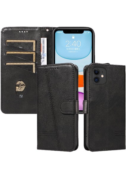 iPhone 12 Mini Için Kılıf Manyetik Kapatma Kart Yuvaları ve Destek Standı Darbeye Dayanıklı Pu Deri Kılıf (Yurt Dışından)