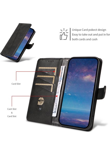 Google Pixel 9 Pro Için Kılıf Manyetik Kapatma Kart Yuvaları ve Destek Standı Darbeye Dayanıklı Pu Deri Kılıf (Yurt Dışından)