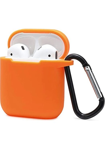Airpods 2 (2.nesil) Sert Silikon Kılıf - Turuncu Svlrs