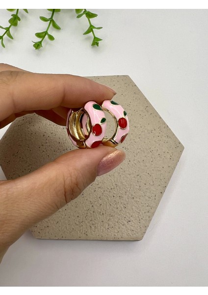 Kiraz Motifli Retro Küpe (Pembe) fiyatları