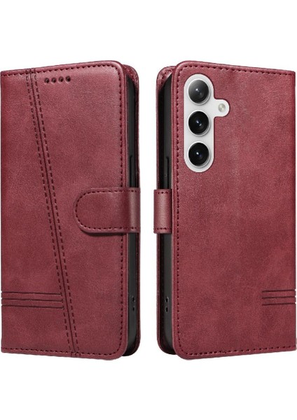 Samsung Galaxy S24 Için Kılıf Manyetik Kapatma Kart Yuvaları ve Destek Standı Darbeye Dayanıklı Pu Deri Kılıf (Yurt Dışından)