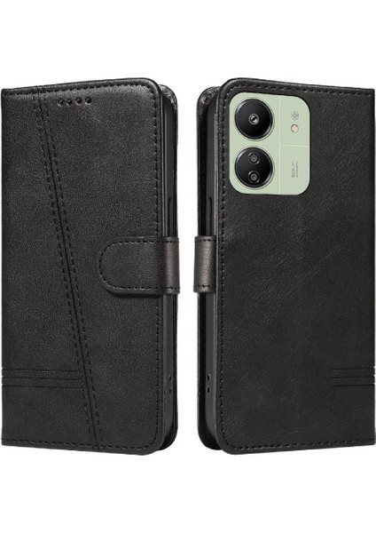 Xiaomi Redmi 13C 4g Için Kılıf Manyetik Kapatma Kart Yuvaları ve Destek Standı Darbeye Dayanıklı Pu Deri Kılıf (Yurt Dışından)