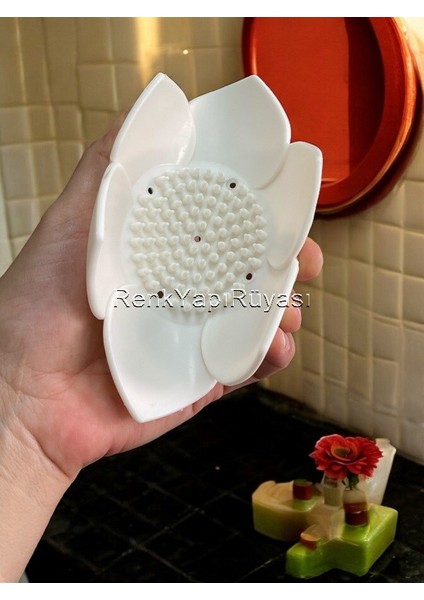 Sabunluk, Katı Sabunluk, Katı Sabun Için Gider Delikli Silikon Sabunluk, Lotus Şekilli Sabunluk