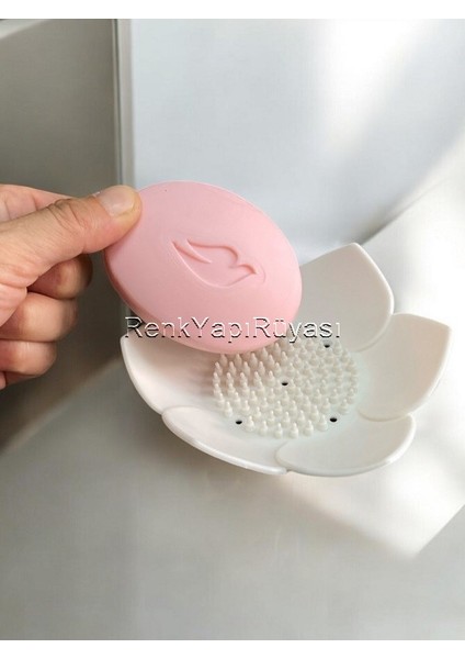 Sabunluk, Katı Sabunluk, Katı Sabun Için Gider Delikli Silikon Sabunluk, Lotus Şekilli Sabunluk