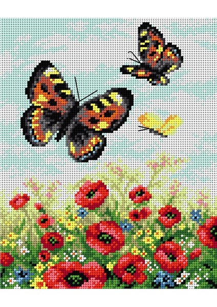 Baskılı Goblen Çiçek ve Kelebek 2142 24*30 cm