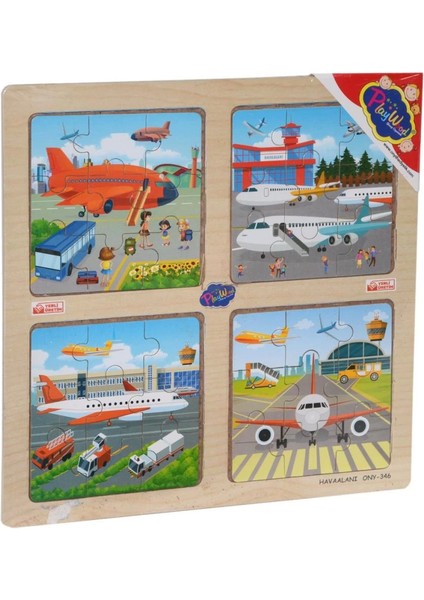 Bfs Nessiworld ONY-343/344/345/346 Ahşap Eğitici 4'lü Puzzle -Onyıl