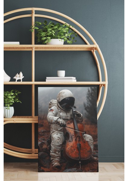 Keman Çalan Astronot Kanvas Tablo
