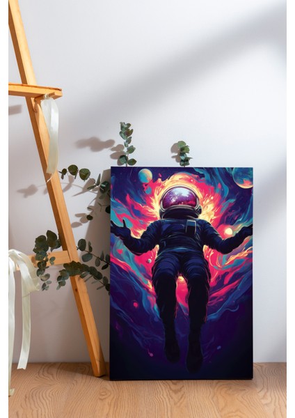 Renkli Astronot Kanvas Tablo