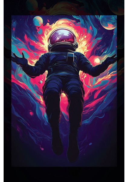 Renkli Astronot Kanvas Tablo