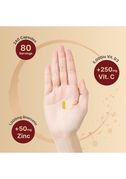 Zinc Quercetin With Vitamin C & D3 7 In 1 Formula Zinc Vanta 240 Kapsul fırsatları