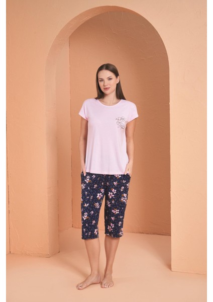 Kadın Pembe Kapri Pijama Takımı 27121