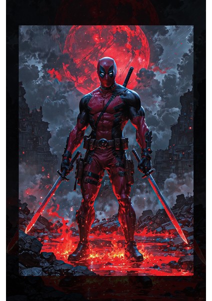 Deadpool Iki Kılıç Kanvas Tablo