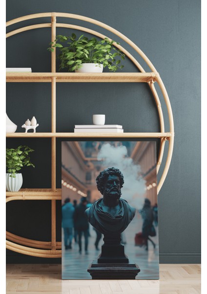 Siyah Poseidon Büst Kanvas Tablo