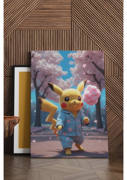 Pamuk Şekerli Pikachu Kanvas Tablo