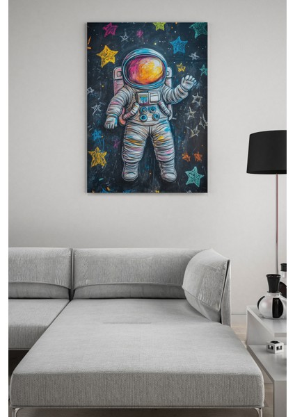 Tebeşir Astronot Kanvas Tablo