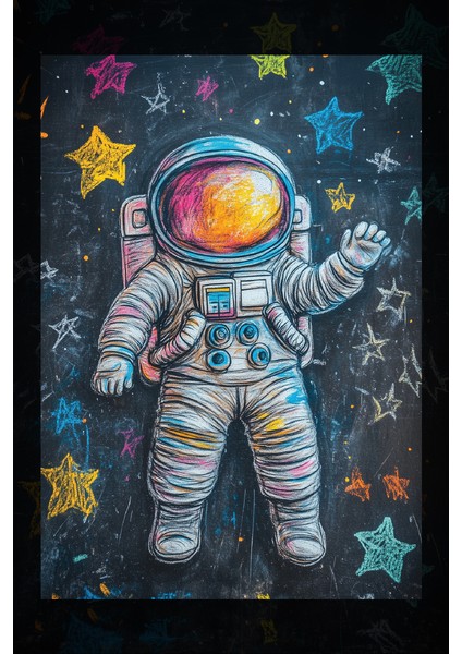 Tebeşir Astronot Kanvas Tablo