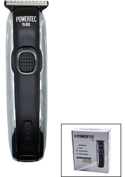 Saç Sakal Ense Çizim Traş Makinesi Hızlı USB Şarjlı - Şarj Göstergeli - T Bıçak - Krom Kaplama Gövde TR-858C (5047)