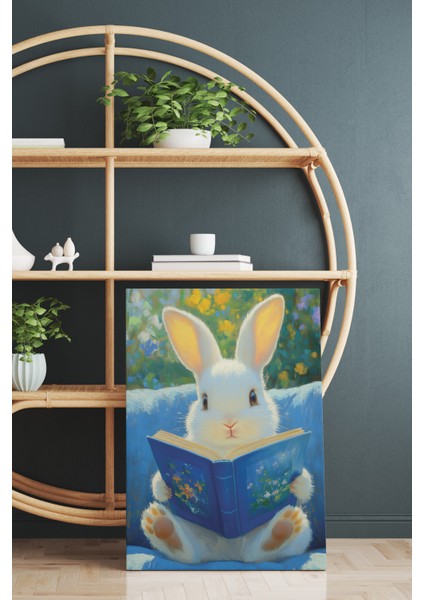 Kitap Okuyan Tavşan Kanvas Tablo