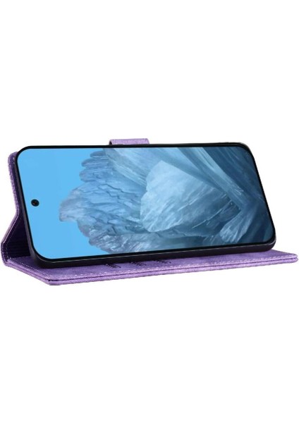 Google Pixel 9A Kart Cebi Kabartmalı Sevimli Kedi Tutucu Kapak Için Flip Case (Yurt Dışından)