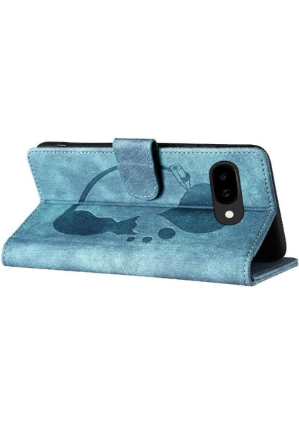Google Pixel 9A Kart Cebi Kabartmalı Sevimli Kedi Tutucu Kapak Için Flip Case (Yurt Dışından)