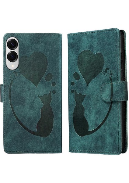 Samsung Galaxy S25 Kenar Kabartmalı Sevimli Kedi Tutucu Kapak Için Flip Case (Yurt Dışından)