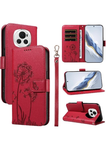 Kart Yuvaları ve Bilek Kayışı ile Honor Magic 6 Flip Case ile Uyumlu (Yurt Dışından)