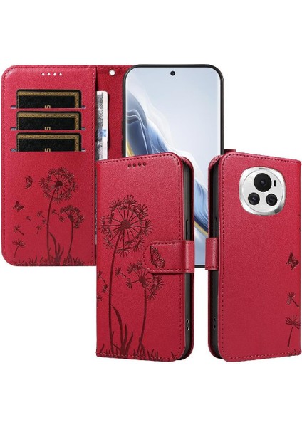 Kart Yuvaları ve Bilek Kayışı ile Honor Magic 6 Flip Case ile Uyumlu (Yurt Dışından) modelleri