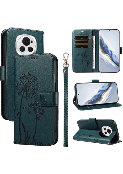 Kart Yuvaları ve Bilek Kayışı ile Honor Magic 6 Flip Case ile Uyumlu (Yurt Dışından)