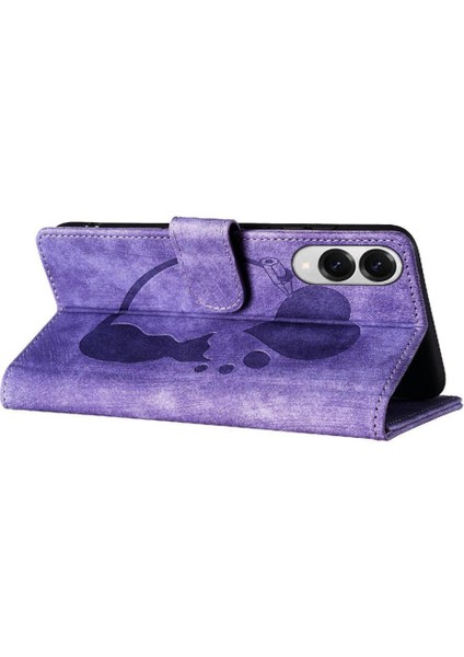 Samsung Galaxy S25 Kenar Kabartmalı Sevimli Kedi Tutucu Kapak Için Flip Case (Yurt Dışından) fırsatları