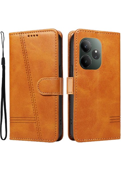 Realme Gt 6 Için Kılıf Manyetik Kapatma Kart Yuvaları ve Destek Standı Darbeye Dayanıklı Pu Deri Kılıf (Yurt Dışından)