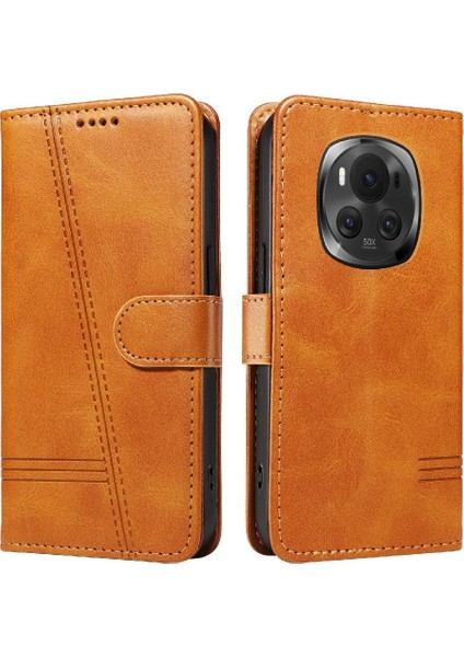 Honor Magic 6 Için Kılıf Manyetik Kapatma Kart Yuvaları ve Destek Standı Darbeye Dayanıklı Pu Deri Kılıf (Yurt Dışından)