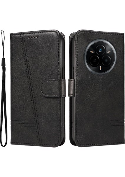 Realme 14 Pro Için Kılıf Manyetik Kapatma Kart Yuvaları ve Destek Standı Darbeye Dayanıklı Pu Deri Kılıf (Yurt Dışından)