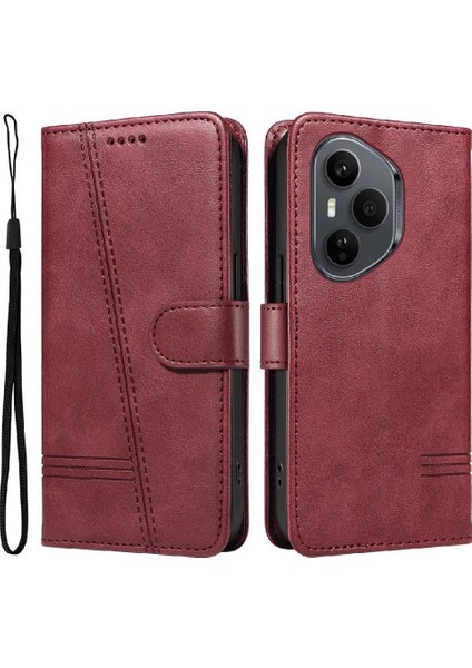 Honor 400 5g Pro Için Kılıf Manyetik Kapatma Kart Yuvaları ve Destek Standı Darbeye Dayanıklı Pu Deri Kılıf (Yurt Dışından)